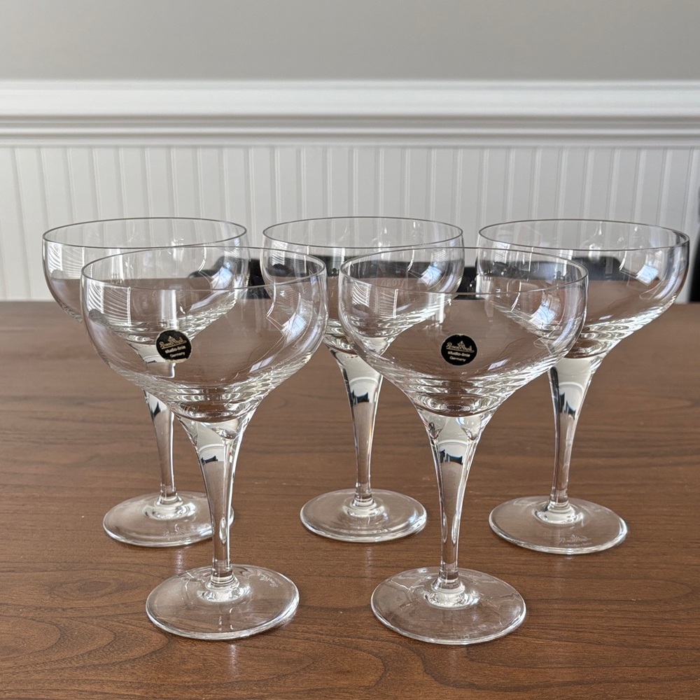 Vintage Rosenthal Studio Line Lotus Plain Crystal Wine Glasses 6” Set Of 5